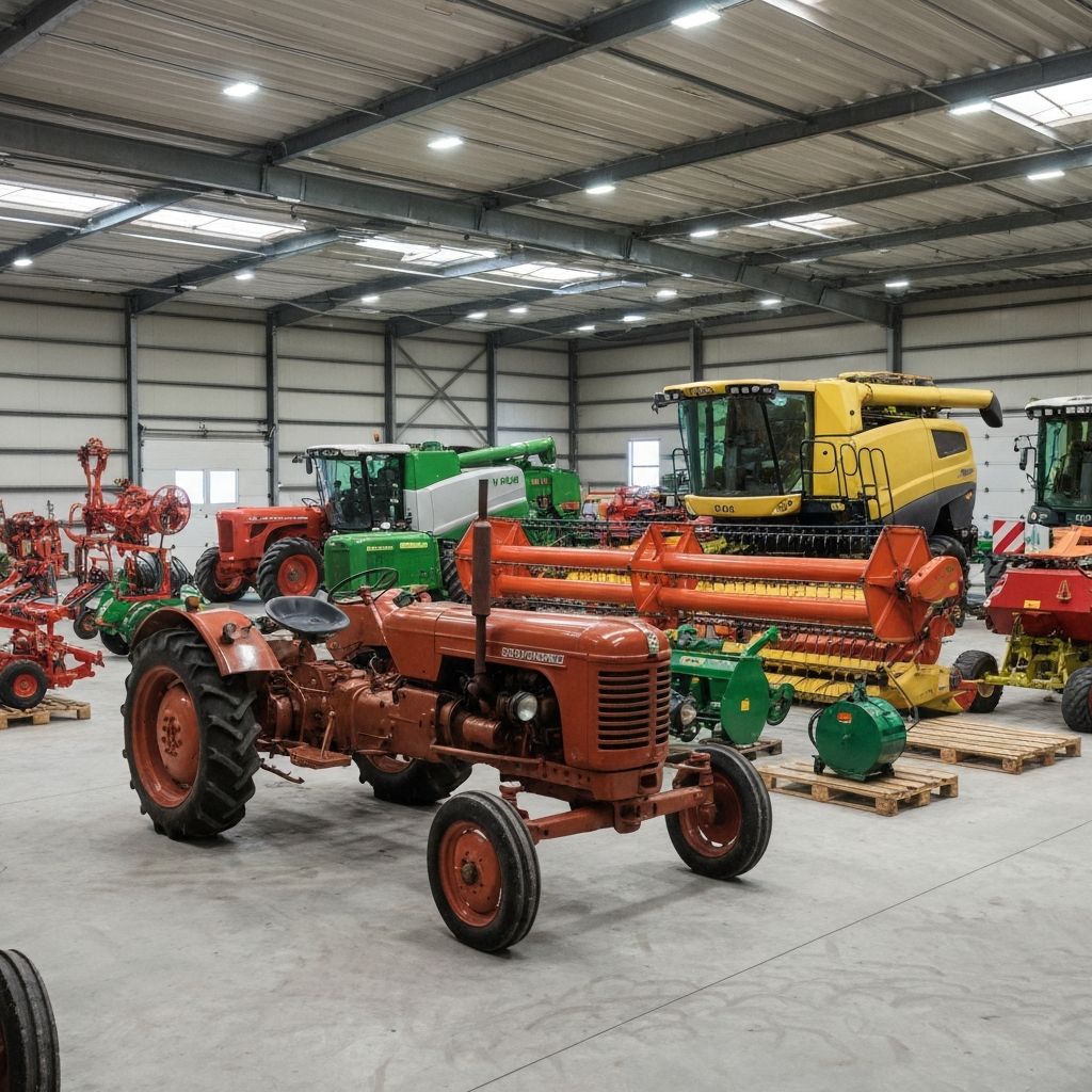 Galpão agrícola com maquinário